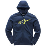 Alpinestars Youth Ageless Zip-Up Hooded Sweatshirt Navy/Hi-Vis
