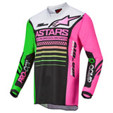 Alpinestars Youth Racer Compass Jersey Black/Green Neon/Pink Fluo