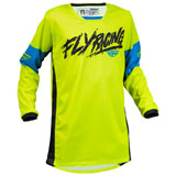 Fly Racing Youth Kinetic Khaos Jersey Hi-Vis/Black/Cyan