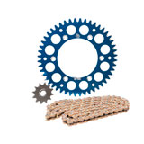 Primary Drive Alloy Kit & Gold Plated MX Race Chain Blue Rear Sprocket