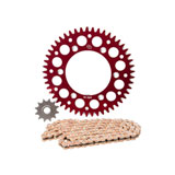 Primary Drive Alloy Kit & Gold Plated MX Race Chain Red Rear Sprocket