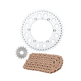 Primary Drive Alloy Kit & Gold Plated MX Race Chain Silver Rear Sprocket
