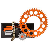 Primary Drive Alloy Kit & Gold X-Ring Chain Orange Rear Sprocket