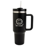 Rocky Mountain ATV/MC Insulated Tumbler with Handle/Straw Black/Silver