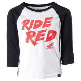 Factory Effex Youth Honda Ride Red Baseball Shirt Large Black/White