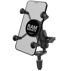 Ram Mounts Fork Stem Mount with Short Double Socket Arm and Universal Ram X-Grip Phone Holder