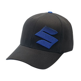 Suzuki 3D "S" Logo Stretch Fit Hat One Size Fits All Black/Blue