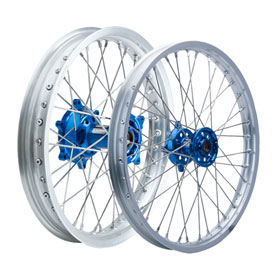 Tusk Impact Complete Front and Rear Wheel 1.60 x 21 / 2.15 x 19 Silver Rim/Silver Spoke/Blue Hub