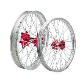 Tusk Impact Complete Front and Rear Wheel 1.60 x 21 / 2.15 x 19 Silver Rim/Silver Spoke/Red Hub