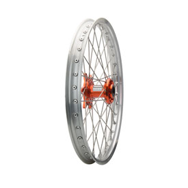 Tusk Impact Complete Wheel - Front 21 x 1.60 Silver Rim/Silver Spoke/Orange Hub