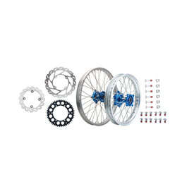 Tusk Impact Complete Front/Rear Wheel Package 1.60 x 21 / 2.15 x 19 Silver Rim/Silver Spoke/Blue Hub