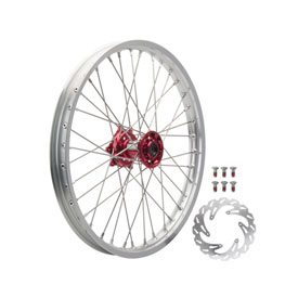 Tusk Impact Complete Front Wheel Package 21 x 1.60 Silver Rim/Silver Spoke/Red Hub