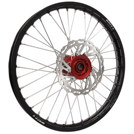 Warp 9 Complete Wheel Kit - Front 21 x 1.60 Black Rim/Red Hub/Silver Spokes and Nipples