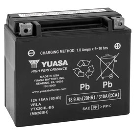 YUASA No Maintenance Battery with Acid YTX20HLBS