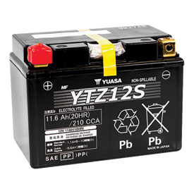 YUASA No Maintenance Battery with Acid YTZ12S