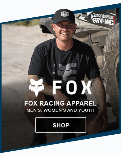 graphic, Fox Racing logo, Fox Racing Apparel, mens, womens and youth, graphic, man wearing a Fox Racing hat and t-shirt, link, shop