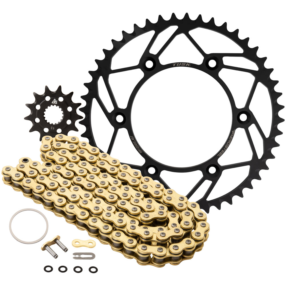 Tusk Chain and Sprocket Kit - AeroSteel Rear/Gold X-Ring Chain