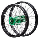 Dubya Edge Complete Front/Rear Wheel Set Black Rim/Green Hub
