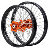 Dubya Edge Complete Front/Rear Wheel Set Black Rim/Orange Hub