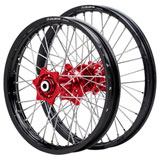 Dubya Edge Complete Front/Rear Wheel Set Black Rim/Red Hub