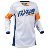 Fly Racing Youth Kinetic Khaos Jersey White/Navy/Orange