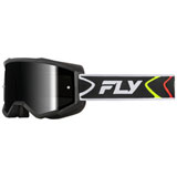 Fly Racing Zone Goggle Black-White Frame/Black Mirror Smoke Lens