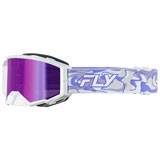 Fly Racing Zone Pro Swirl Goggle White-Purple Frame/Purple Mirror Smoke Lens