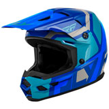 Fly Racing Youth Kinetic Scrap Helmet Blue/Light Blue/Grey