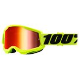 100% Strata 2 Goggle Yellow Frame/Red Mirror Lens