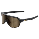 100% S2 Sunglasses Matte Black Frame/Soft Gold Mirror Lens
