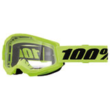 100% Strata 2 Goggle Neon Yellow Frame/Clear Lens