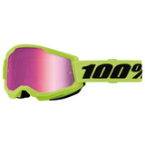 100% Strata 2 Goggle Neon Yellow Frame/Pink Mirror Lens