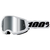 100% Strata 2 Goggle White Frame/Silver Mirror Lens