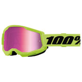 100% Youth Strata 2 Goggle Neon Yellow Frame/Pink Mirror Lens