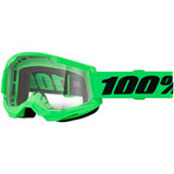 100% Strata 2 Goggle Neon Green Frame/Clear Lens