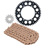 Primary Drive Alloy Kit & Gold Plated MX Race Chain Black Rear Sprocket