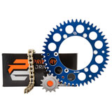 Primary Drive Alloy Kit & Gold X-Ring Chain Blue Rear Sprocket