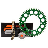 Primary Drive Alloy Kit & Gold X-Ring Chain Green Rear Sprocket