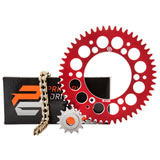 Primary Drive Alloy Kit & Gold X-Ring Chain Red Rear Sprocket