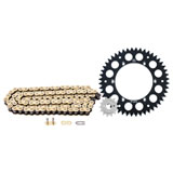 Primary Drive Alloy Kit & 428 Gold Plated MX Race Chain Black Rear Sprocket