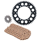 Primary Drive Alloy Kit & Gold Plated MX Race Chain Black Rear Sprocket