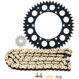 Primary Drive Chain and Sprocket Kit - Aluminum Rear/420 Gold MX Chain Black Rear Sprocket