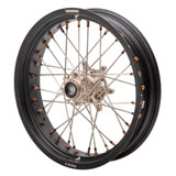 Tusk Impact Supermoto Complete Wheel - Front Matte Black Rim/Silver Spoke/Magnesium Hub/Magnesium Nipple