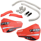 Tusk D-Flex Pro Adventure Handguards Silver Bar/Red Plastics
