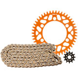 Tusk Alloy Kit & Gold Plated Race Chain Orange Rear Sprocket