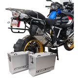 Tusk Aluminum Panniers with Pannier Racks Silver Panniers/Black Racks