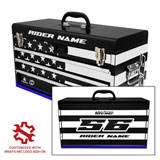 Attack Graphics Tusk Moto Toolbox Replacement Decals Patriotic Black w/ Blue Line