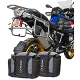 Tusk Pannier Racks With Olympus Pannier Bags Black/Grey w/ Silver Racks