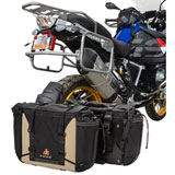 Tusk Pannier Racks With Olympus Pannier Bags Black/Tan w/ Silver Racks