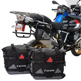 Tusk Pannier Racks with Tusk Pilot Pannier Bags and Bottle Holders Black/Grey w/ Black Racks